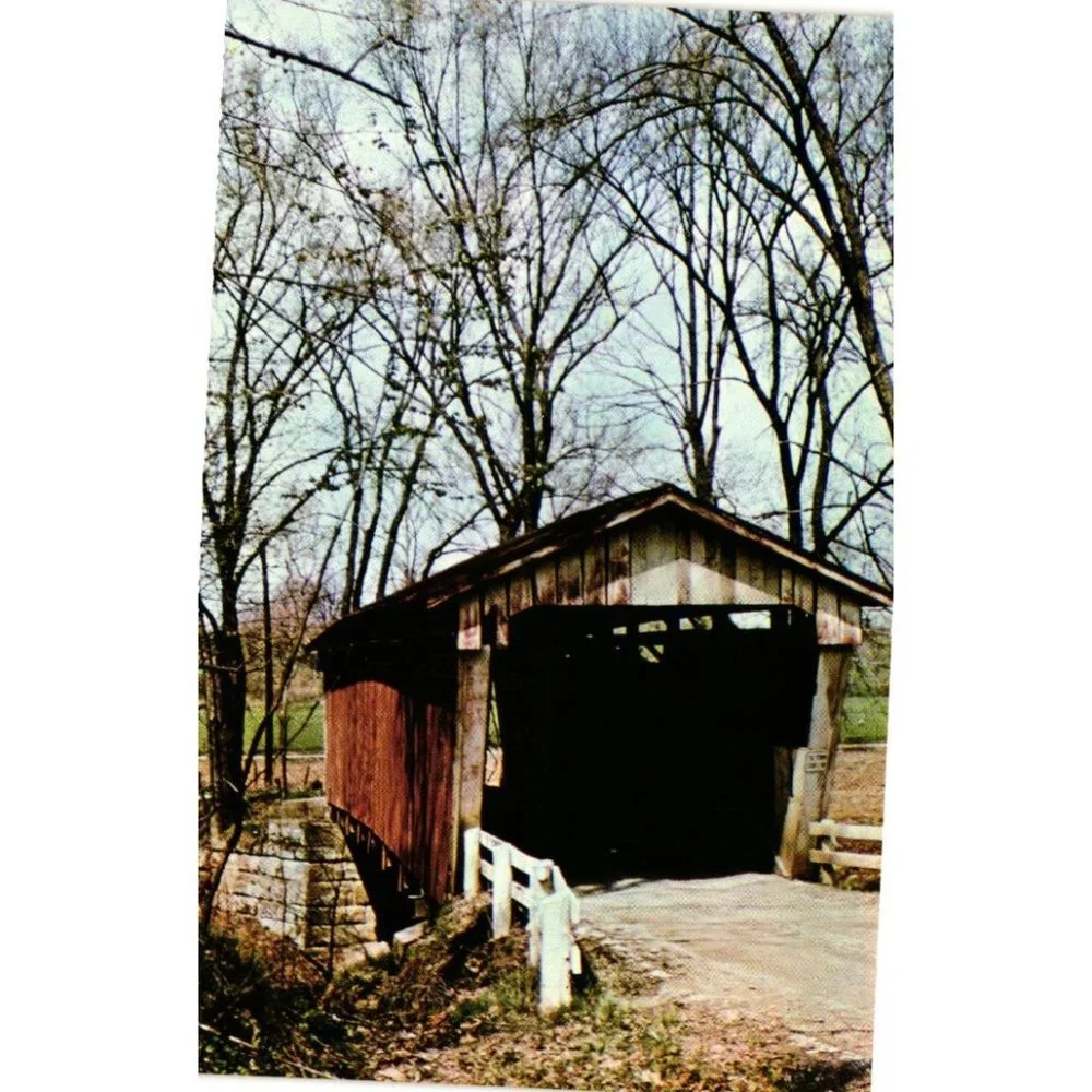 The Macklin House Covered Bridge Postcard Travel Baltimore Unposted Vintage Ohio